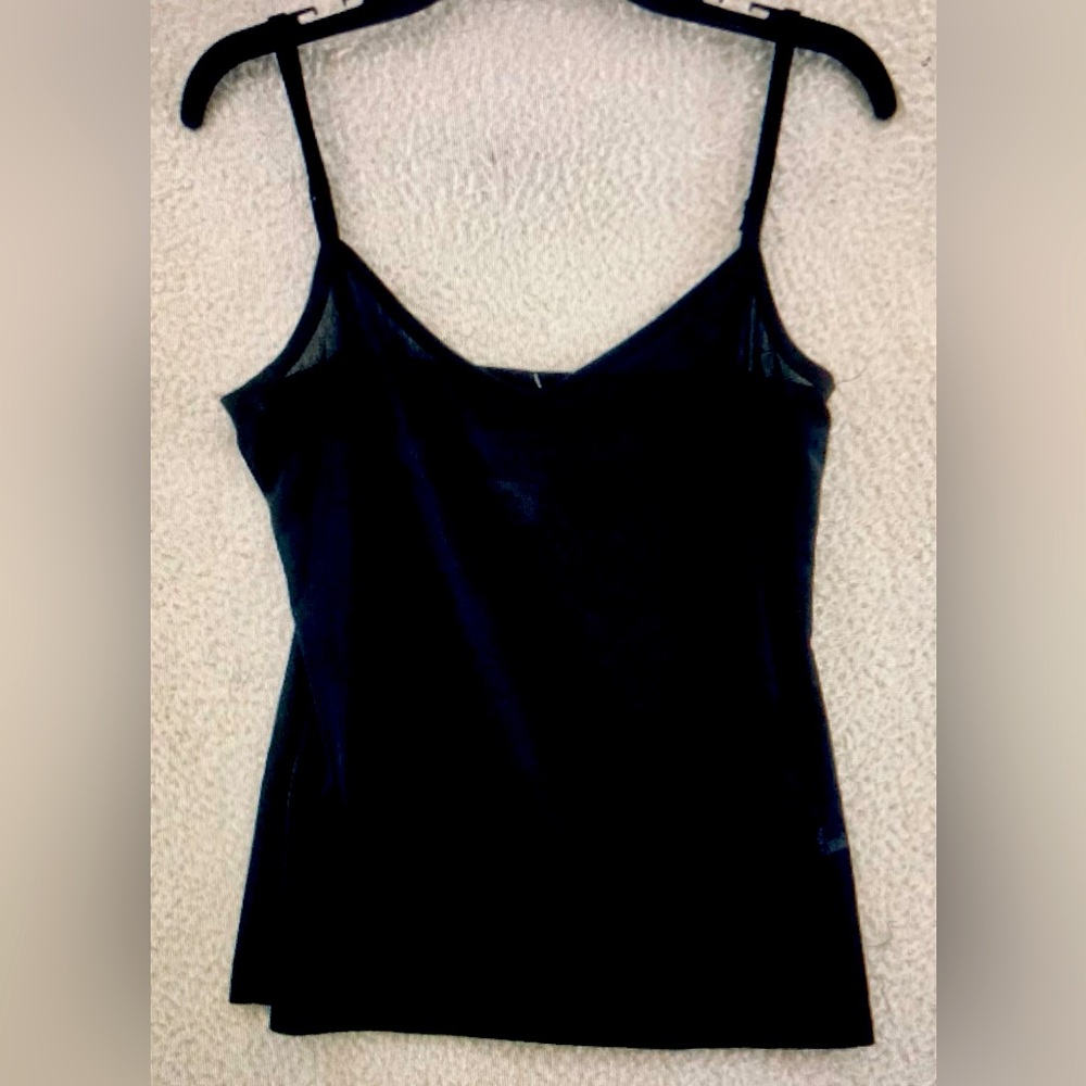 INC V-Neck Camisole Shell Womens L Deep Black Adjustable Spaghetti Strap Large